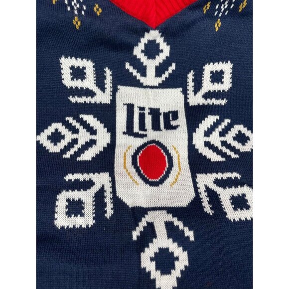 New 2019 Miller Lite Beer Holiday Ugly Christmas Sweater Vest with Reindeer - Picture 6 of 7